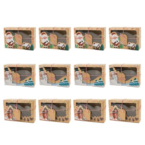 Cajas de regalo de Navidad, caja de almacenamiento transparente con ventana transparente, cajas de fiesta de Navidad, para recuerdos de fiesta, cumpleaños, vacaciones, panadería, niño, niña, familia y