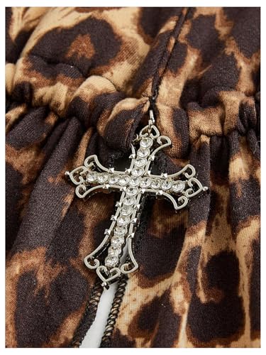 Milumia Women's Leopard Print Backless Halter Top Y2k Punk Ruffle Hem Tank Tops3