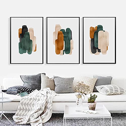 Affiches minimalistes vertes triptyque tableau géométrique abstrait décoration murale couloir