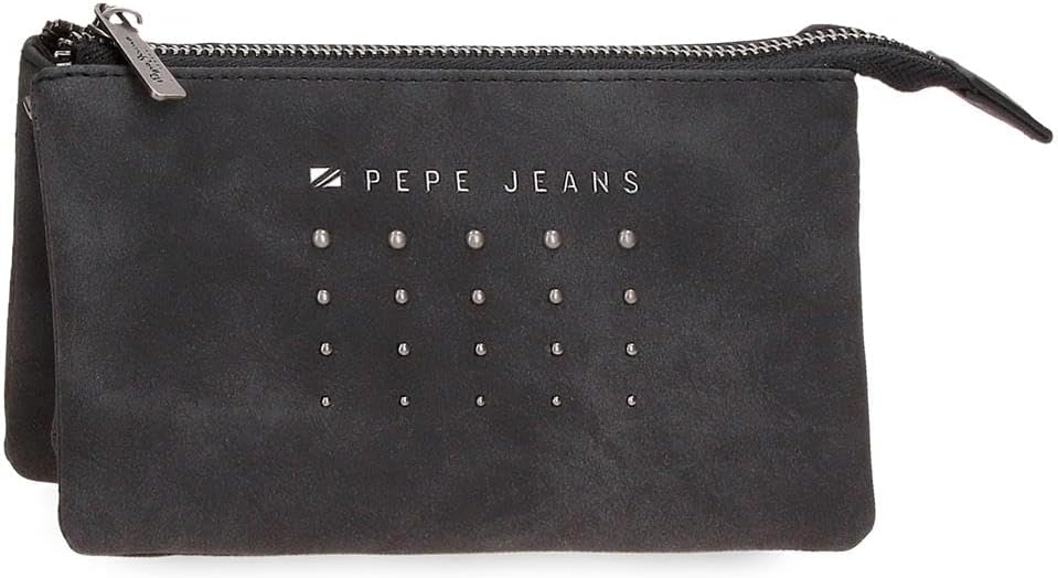 Pepe Jeans Holly Wallet with Three Compartments, Black, 17.5 x 9.5 x 2 cm, Faux Leather, Black, Talla única, Wallet with Three Compartments