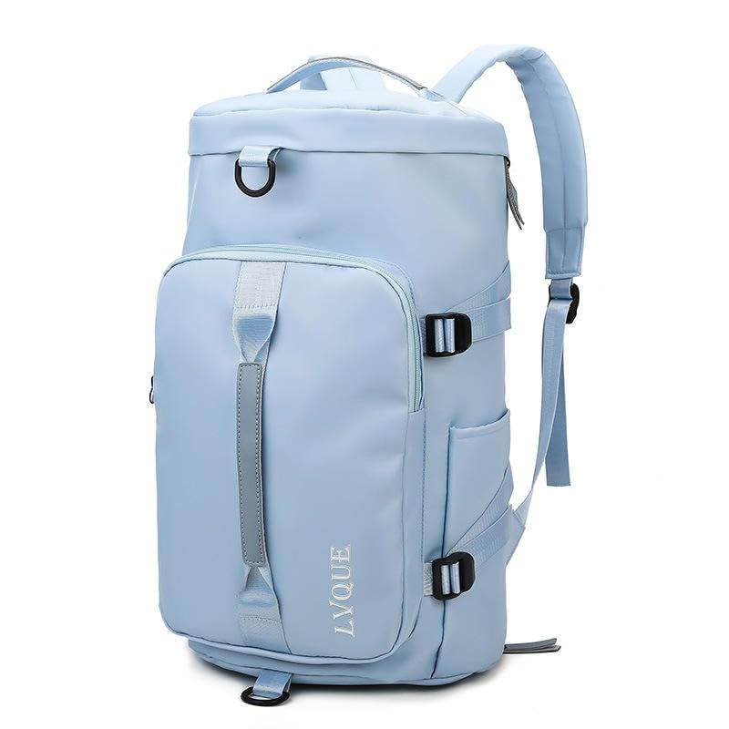 Image of Handcuffs 60L 3-in-1 Duffle Bag for Travel & Gym | Convertible Backpack /Rucksack with Separate Shoe Compartment | Water-Resistant Luggage Weekender Bag for Men & Women (Blue)