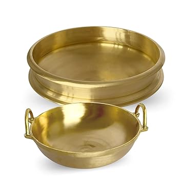 NUTRION Temple Bronze Kadai 10 Inch & 12 Inch Uruli Combo,2 Piece,Bronze
