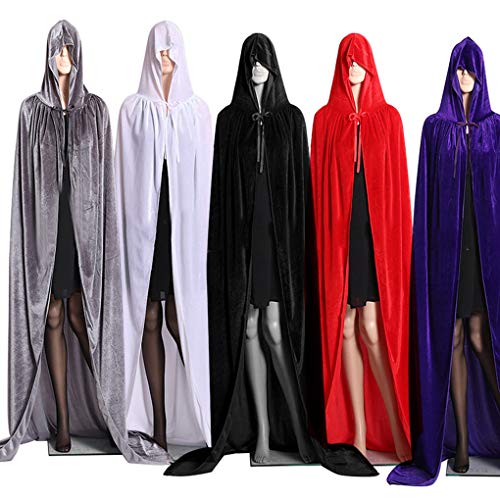 VONKY Costumes Halloween com capuz casaco longo de veludo Cabo Halloween Cosplay Mulheres Homens Wit