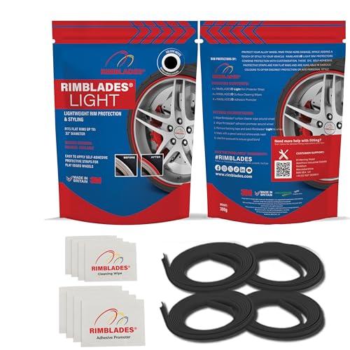 Rimblades Light Black Alloy Wheel Protectors - Fits Up to 22” x 4 Wheels | 8 Colour Options | Easy DIY Fit | Protects Against Kerb Rash | Car Exterior Accessory