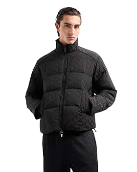 A | X ARMANI EXCHANGE Men's All Over Monogram Zip Up Quilted