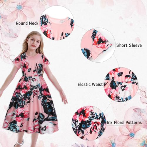 Benylion Tween Girls Dresses for Holiday Playwear Casual Boho Floral Print Junior Dresses for Teen Girls Maxi Dress4