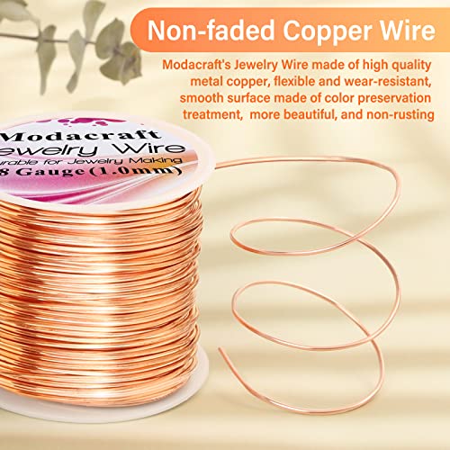 Image of Modacraft 18 Gauge Copper Wire for Jewelry Making with 4 in 1 Plier, 65Ft /1mm Craft Beading Pure Bare Copper Wire for Jewelry Making Supplies and Crafting