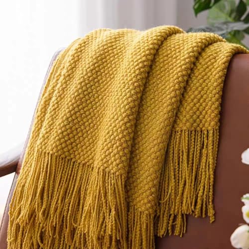 Couverture tricotée pour canapé en maille texturée et style rustique - 2