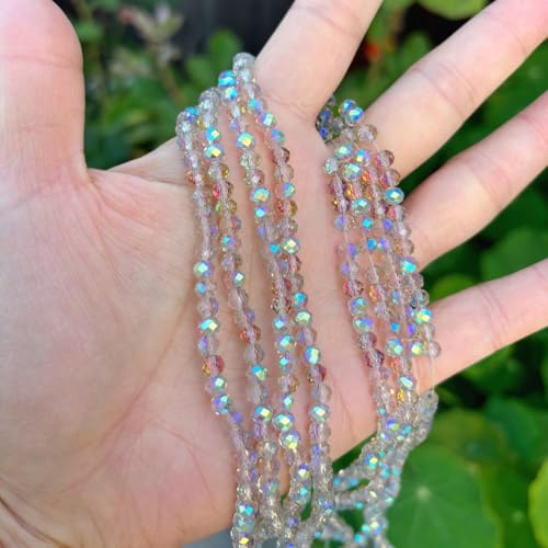 Image of 500pcs Czech Faceted Rondelle Crystal Glass Beads 4mm Small Tiny Bulk Green Red Shimmer