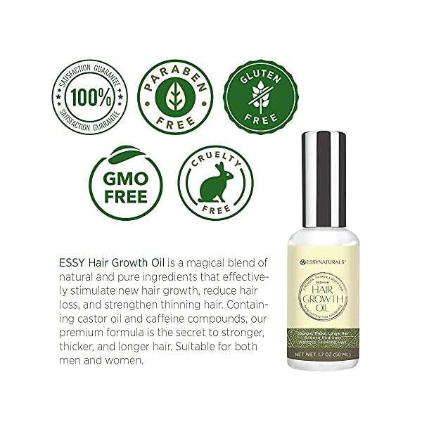 EssyNaturals-Hair-Growth-Oil-with-Caffeine-and-Biotin-For-Stronger-Thicker-Longer-Hair-17-oz-1-Pack Essynaturals Hair Growth Oil with Biotin - Caffeine and Castor Oil for Fuller, Thicker, Longer Hair