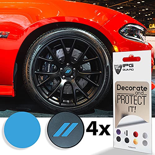Image of IPG Compatible for Dodge Charger Challenger Durango Wheel Center Cap Decal Sticker Wrap Kit Personalize Your Vehicle (Inner Logo, Light Blue)