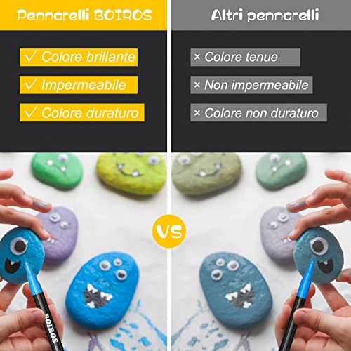 BOIROS Pennarelli Acrilici, 28 Colori Impermeabile...
