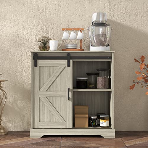 Panana Sliding Barn Door Buffet Sideboard Storage Cabinet Coffee Bar Kitchen Farmhouse Style (Oak) #TOP4