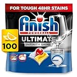 Finish Dishwasher Tablet, Ultimate Infinity Shine, 100 Tablets, Lemon Sparkle, Clean & Shine Detergent Tabs, Tough on Grease Stains, Effective for Short Eco Cycle