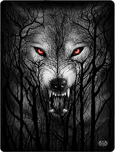 Spiral - Forest Wolf - Fleece Blanket with Double Sided Print - L