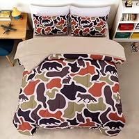 Meeting Story 5 pcs Camo Bedding Set Twin Size for Boys,Aminal Comforter Fox Bear Bedspread Camouflage Bed Sets for Kids Teens, Wild Home Decor(Brown,Twin) — image 3