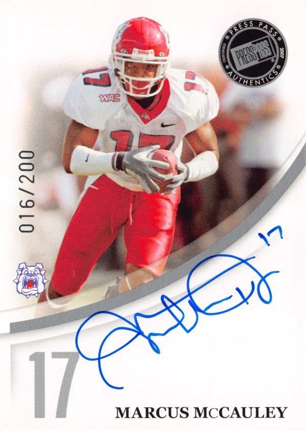 Sports Memorabilia Autograph Warehouse 63708 Marcus McCauley Autographed Football Card Fresno State 2007 Press Pass