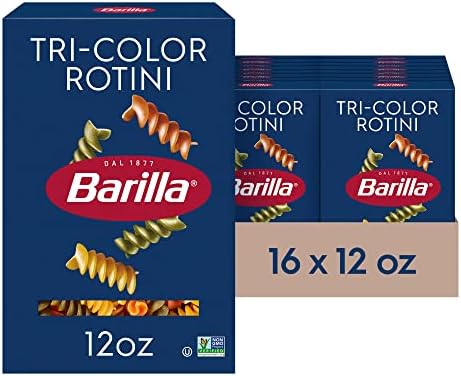 Barilla Tri-Color Rotini Pasta, Non-GMO Kosher Pasta, 12oz. (16PK)