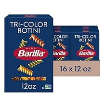Barilla Tri-Color Rotini Pasta, 12 oz. Box Pack of 16 - Non-GMO, Made with Durum Wheat Semolina - Kosher Certified