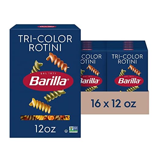 Barilla Tri-Color Rotini Pasta, 12 oz. Box (Pack of 16) - Non-GMO Pasta Made with Durum Wheat Semolina - Italy's #1 Pasta Brand - Kosher Certified Pasta