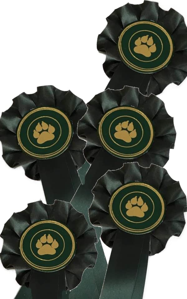5 X 1 Tier Box pleated Rosette ribbon award prize. Ideal set for shows, events and fundraising (Dark Green) — image 1