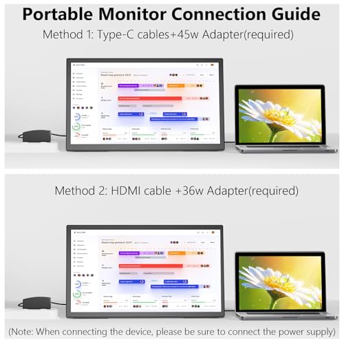 Image of 21.5inch Large Portable Monitor for Laptop, FHD 1080P 75Hz VESA Supported USB-C HDMI Extender Computer Monitor for Working Business Gaming
