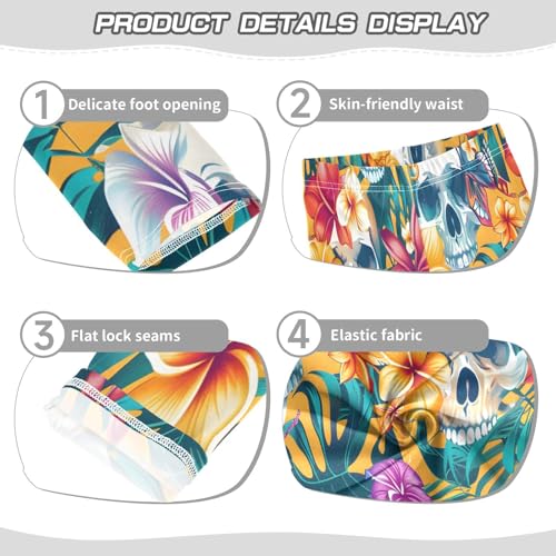 Bolaz Toddler Girls Leggings Printed Yoga Pants Leggings Tropical Flowers and Skulls for Kids3