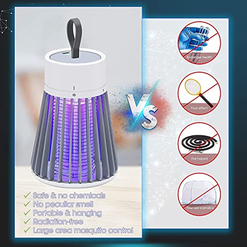 Image of MAKE A WISH Mosquito Killer lamp Zapper Machine USB Powered Bug Zapper Mosquito Killer Lamp, Electric LED Lamp Indoor /Outdoor Mosquito Trap Machine for Home, Gardening, Outdoor White