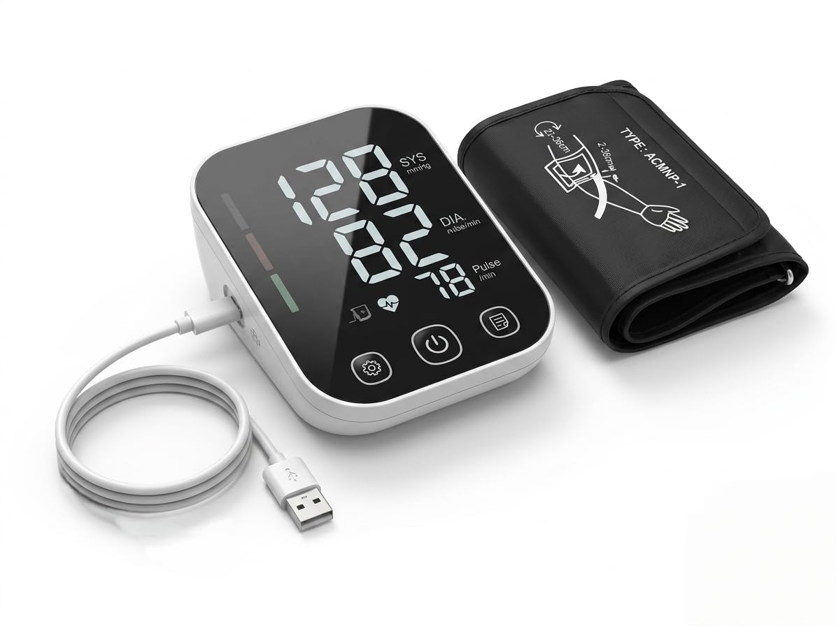 RBP-02 Talking Blood Pressure Monitor Machine for Home Use | Automatic Upper Arm BP Machine with Voice Guidance, Large Digital Display, 22-36 cm Cuff, USB Type-C Rechargeable Battery, Pulse Rate & Heartbeat Detection-image-4