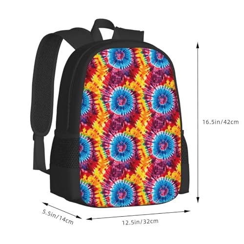 Colorful Rainbow Tie Dye Backpack Large Capacity Backpacks Leisure Travel Daypack 12.5X5.5X16.5 inch2