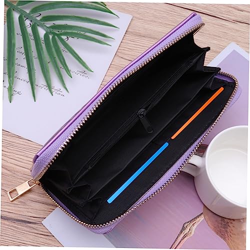 Sparking Sequins Wallet for Women Zipper Purse Phone Pocket Chic Iridescent Clutch Bag Violet for Parties and Everyday Use2