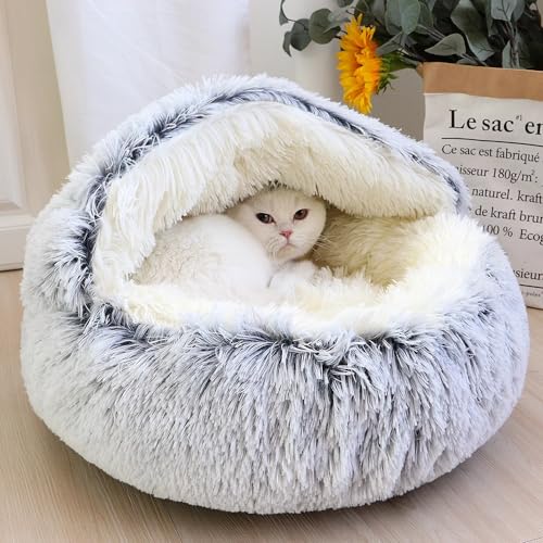 SHJOEE Flauschig Hundebett Muschelform 50cm Katzenbett Warm Tierbett Haustierbett Waschbar Hundesofa Katzensofa Plüsch Hundekorb Katzenkorb Weiche Kuschelbett für Den Schlaf im Innenbereich