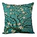 Gearsly Almendro en Flor Funda de Cojín Van Gogh Funda de Almohada de Lino Estándar Cuadrada Decorativa para Hombres Mujeres Funda de Almohada 18x18Inch
