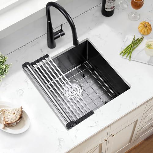 Image of 18-Inch Black Undermount Bar Sink, SINKVINE Stainless Steel Single Bowl