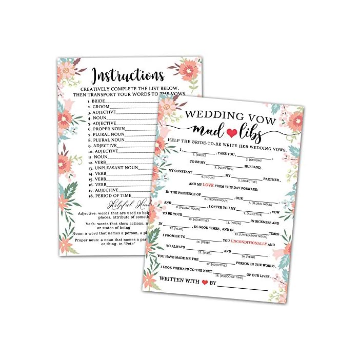 Buy Bridal Shower Games Wedding Mad Libs Vows Wedding Shower Games