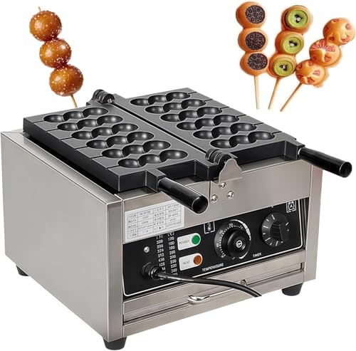 Máquina para Hacer brochetas de gofres, máquina eléctrica para Hacer Bolas de gofres de Burbujas, Uso Comercial, Control de Temperatura de 50 a 300 ℃, Calentamiento por Ambos Lados,
