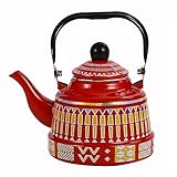 OCAZI Tetera De Esmalte Engrosada Retro, Olla con Mango De Madera Esmaltada, Tetera con Campana Antigua Esmaltada, Cafetera Esmaltada, Cocina De Inducción De Gas Universal 1.1L/37oz 18
