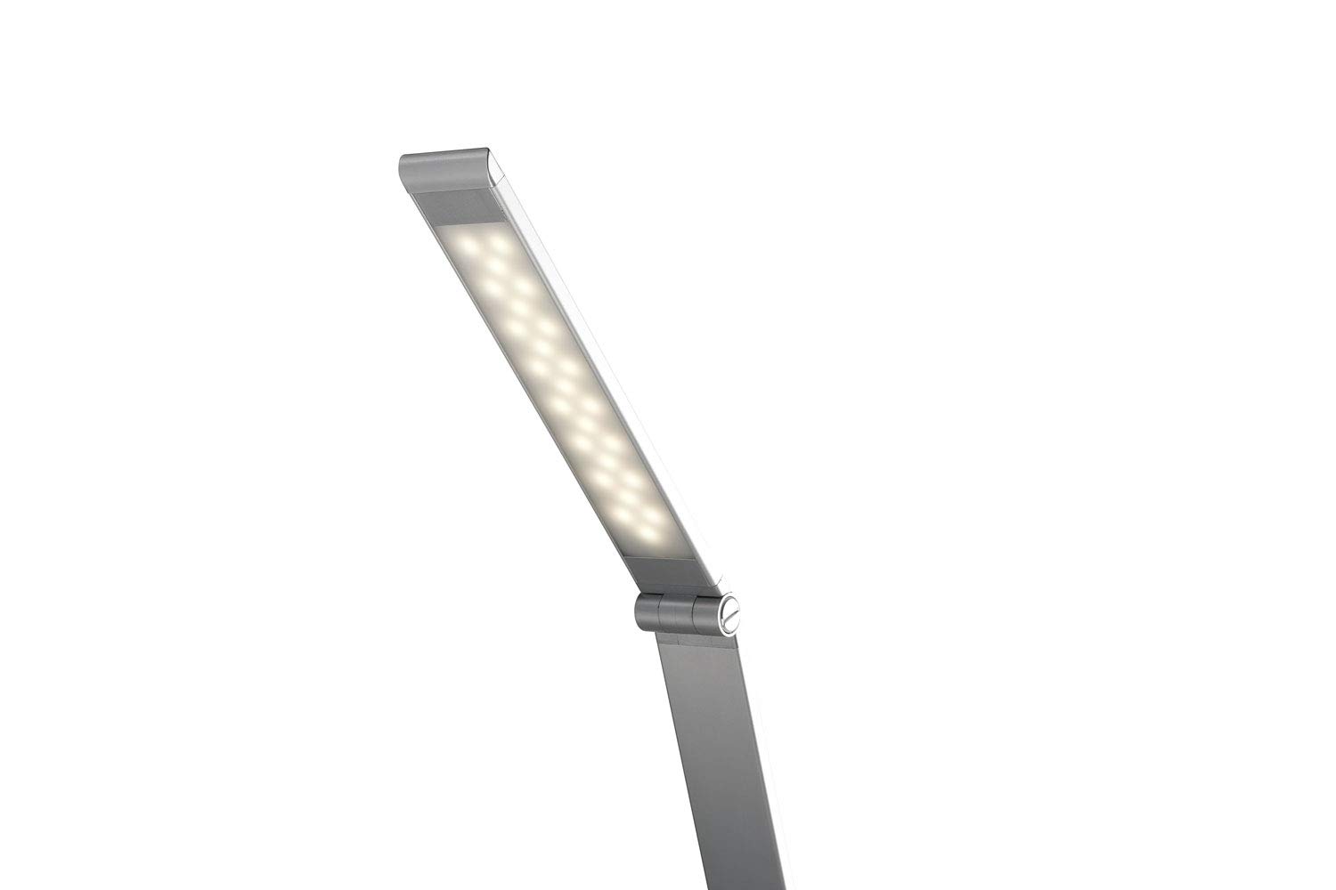 ALCO-Albert 924-28 - Lámpara LED de sobremesa/trabajo con pie, plateada, regulable en 3 niveles, cambio de color de la luz, máx. 48 LED, 7 vatios, aprox. 17,5 x 10,3 x 39 cm