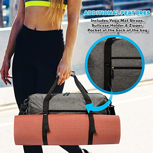 Bago Gym Bags For Women and Men - Small Packable Sports Duffle Bag For Women with Shoe Compartment and Wet Pocket ( 40 Liter SnowBlack )
