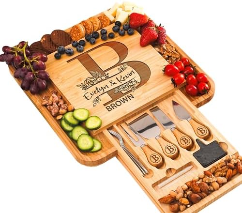 Personalized Charcuterie Board Gifts Set, Custom Large Cheese Boa...