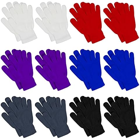 Poualss 12 Pairs Winter Knit Glove for Women and Men Stretchy Magic Gloves Full Fingers Gloves (Multicolor 2) Cover