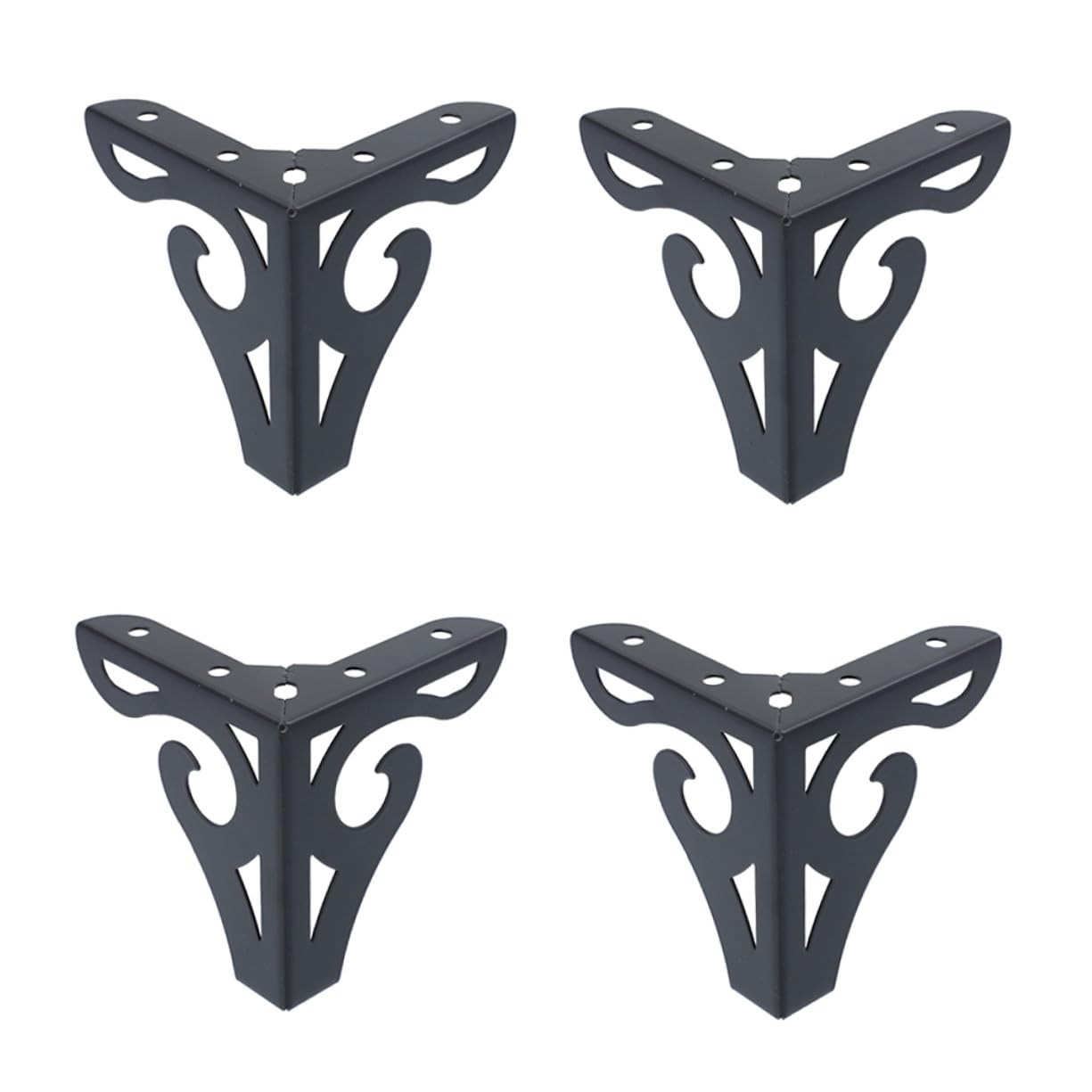 4 pieds de meuble en fer noir Ipetboom de style design creux