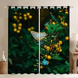 Cortinas De Cocina Estampadas Cortinas Salon Mariposa Verde Oscuro Cortinas Dormitorio con Ojales Cortinas Opacas Aislante Acustico 1 Panel De 140x245cm Cortinas Cocina Vendido En Pares