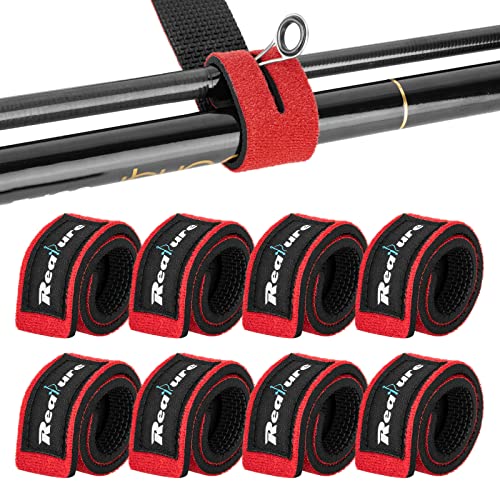 Realure 8 Stück Rot Angelrute Klettverschluss Riemen Einstellbar Neopren Krawatten Riemen Elastische Angelrute Gürtel Krawatten Für Feste Angelruten Gear Strap Spinnrute Meer Rute Feeder Rute