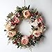 Peony Spring Wreath for Front Door, Handmade Pink Floral Wreath Artificial Spring Garland Wreath for Front Door Wall Wedding Party Home Deco