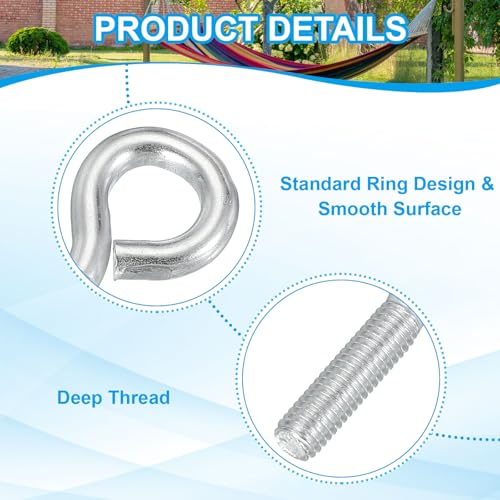 Image of PATIKIL M5x20mm Eye Bolts, 10 Pcs Carbon Steel Threaded Eyebolt Eye Hooks Screws with Nut for Hanging or Securing Cables Silver