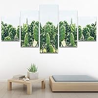 SIGNWIN 5 Panel Canvas Wall Art Modern Art Decorative Elements Expressive Leaves Multicolor Patterns Photography for Home Decorations Ready to Hang - 60