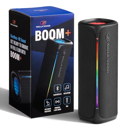 Walla Boom+ Portable Bluetooth Speaker - 20W High-Power Audio IP67 Waterproof TWS Pairing USB-C Charging 8 Hours Playback Bluetooth 6.0 Designed for Indoor Outdoor