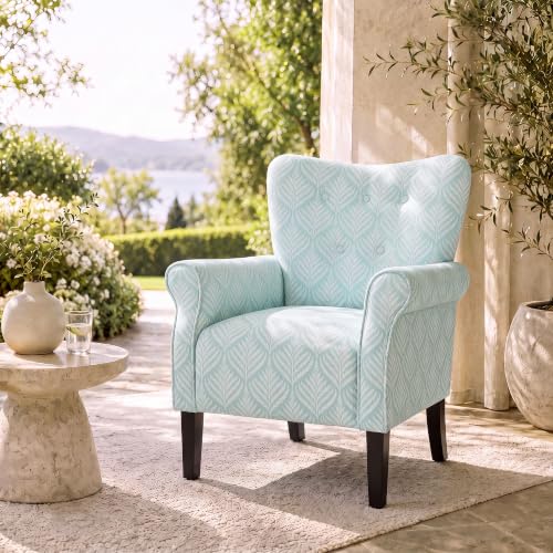 Image of BELLEZE Set of 2 Upholstered Accent Chair - Frond Blue