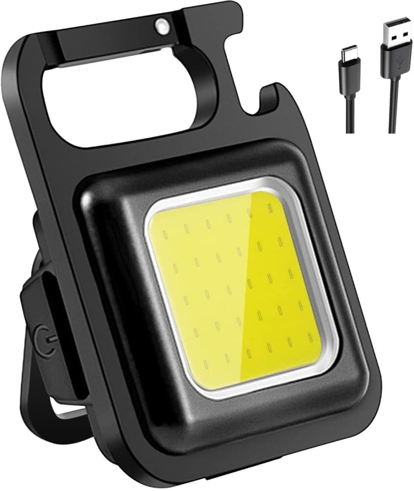 URVITANSH Mini COB LED Keychain Work Light, USB-C Rechargeable, 1000+ Lumens, 4 Modes, Magnetic Back, Foldable Stand, Bottle Opener-picture-42